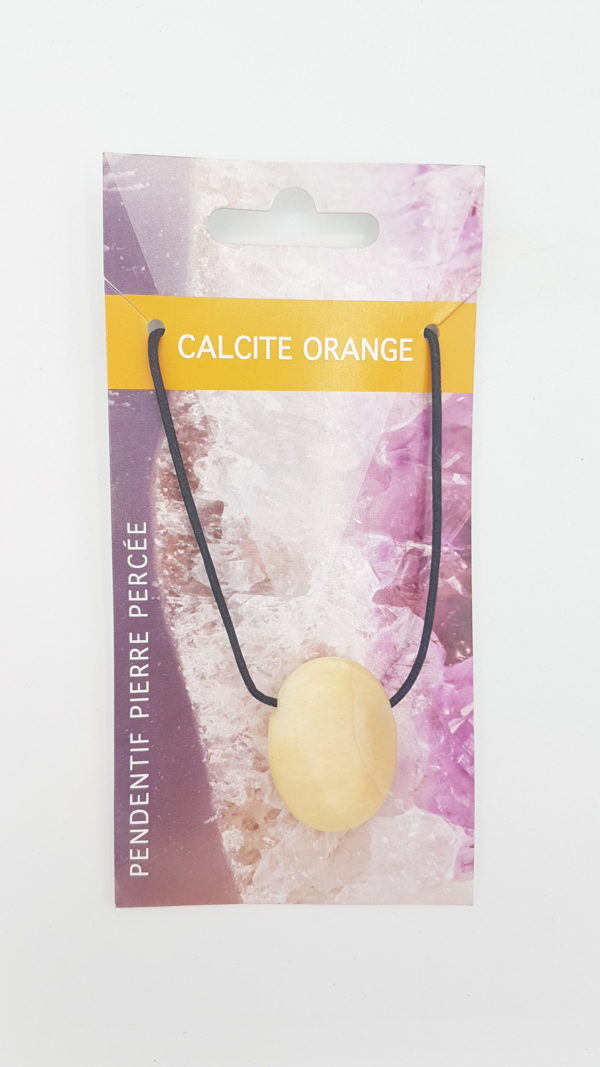 Pendentif ovale percé Calcite Orange