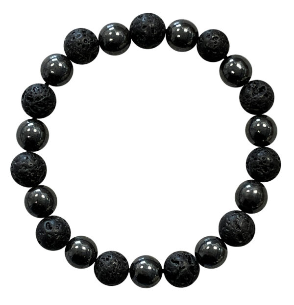 Bracelet Hématite et pierre de lave 8mm