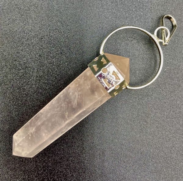 Pendentif pointe biterminée Quartz Rose