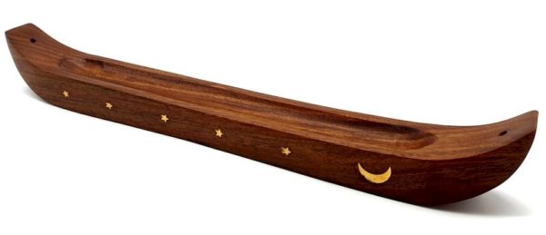 Porte-Encens Bois pirogue lune