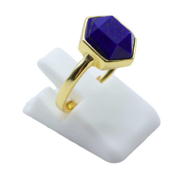 Bague Argent Lapis Lazuli Hexagonale