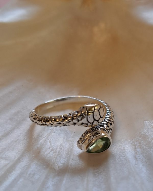 Bague péridot serpent simple argent
