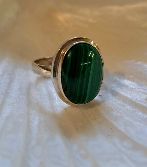 Bague malachite argent