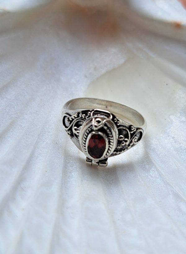 Bague grenat poison argent