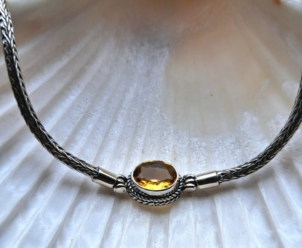 Bracelet citrine ovale facetée argent