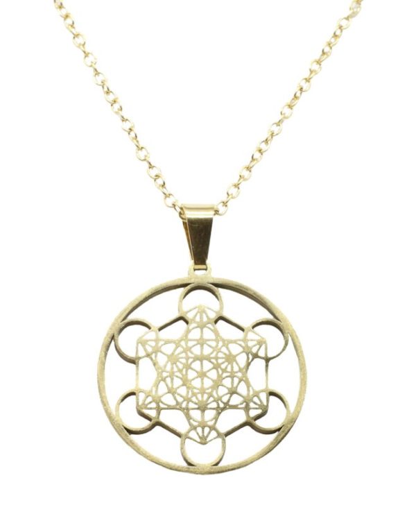 Collier métatron acier inoxydable plaqué or