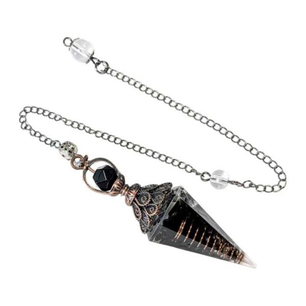 Pendule Orgonite Obsidienne Noire 6 faces