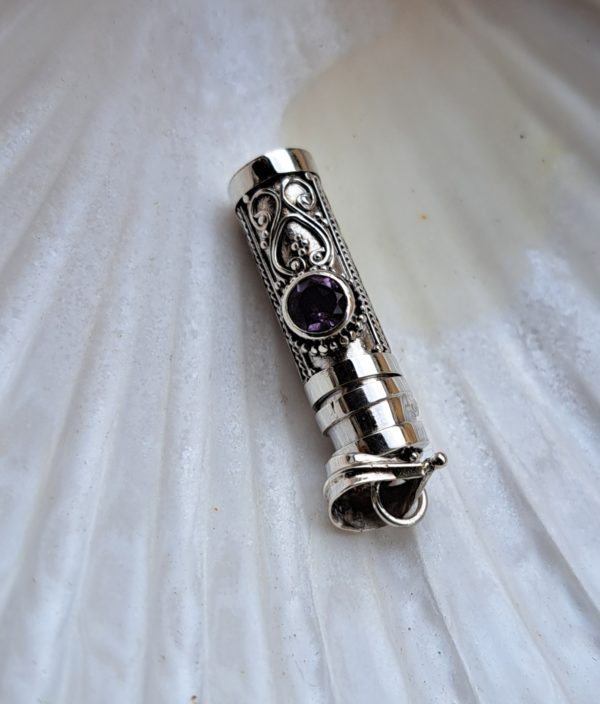 Pendentif améthyste poison coeur argent