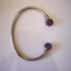 Bracelet magnétique métal argenté - boule améthyste